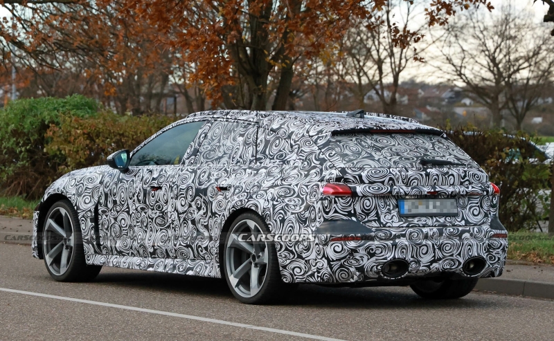 2026 Audi RS5 Avant Shows Off Hybrid Engine’s Fat Oval Tailpipes