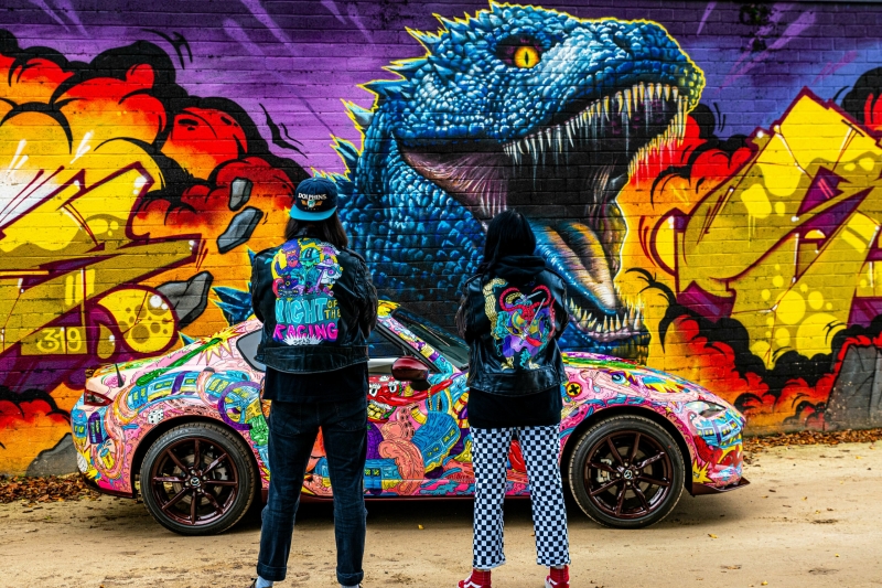 Mazda Dealer Creates A $75K MX-5 That Glows In The Dark With A Giant Godzilla Surprise