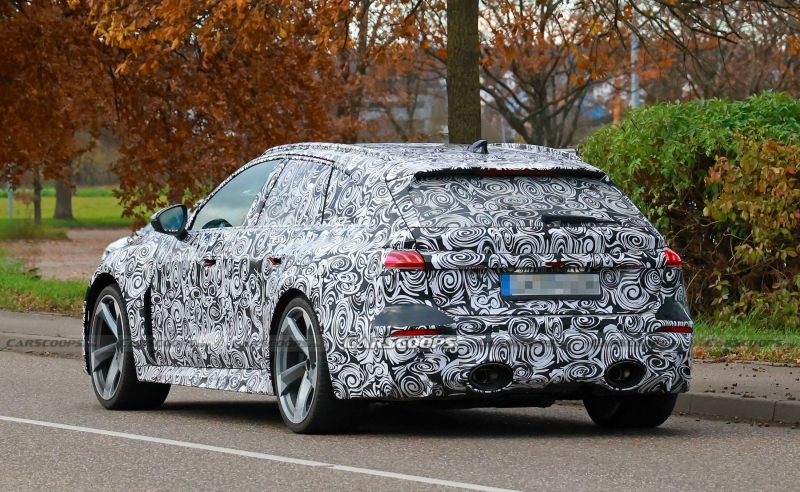 2026 Audi RS5 Avant Shows Off Hybrid Engine’s Fat Oval Tailpipes