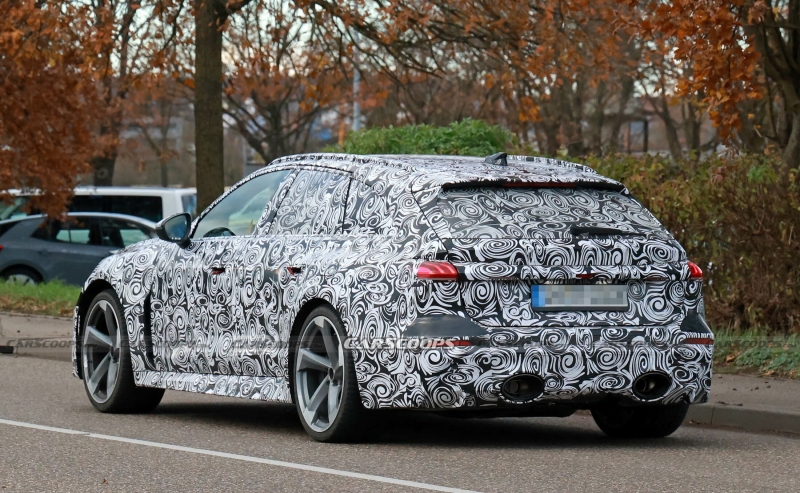 2026 Audi RS5 Avant Shows Off Hybrid Engine’s Fat Oval Tailpipes