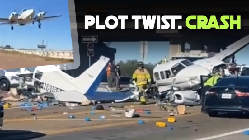 Airplane Runs Out Of Fuel And Crashes Into Cars On Texas Highway, Everyone Survives