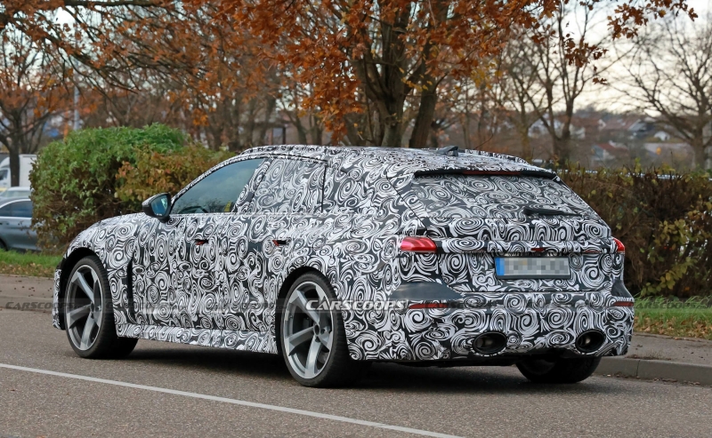 2026 Audi RS5 Avant Shows Off Hybrid Engine’s Fat Oval Tailpipes
